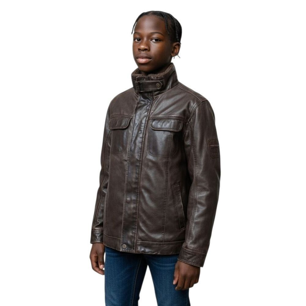 Adventure LegendsVintage Faux Leather Brown Bombmer Jacket unisex
